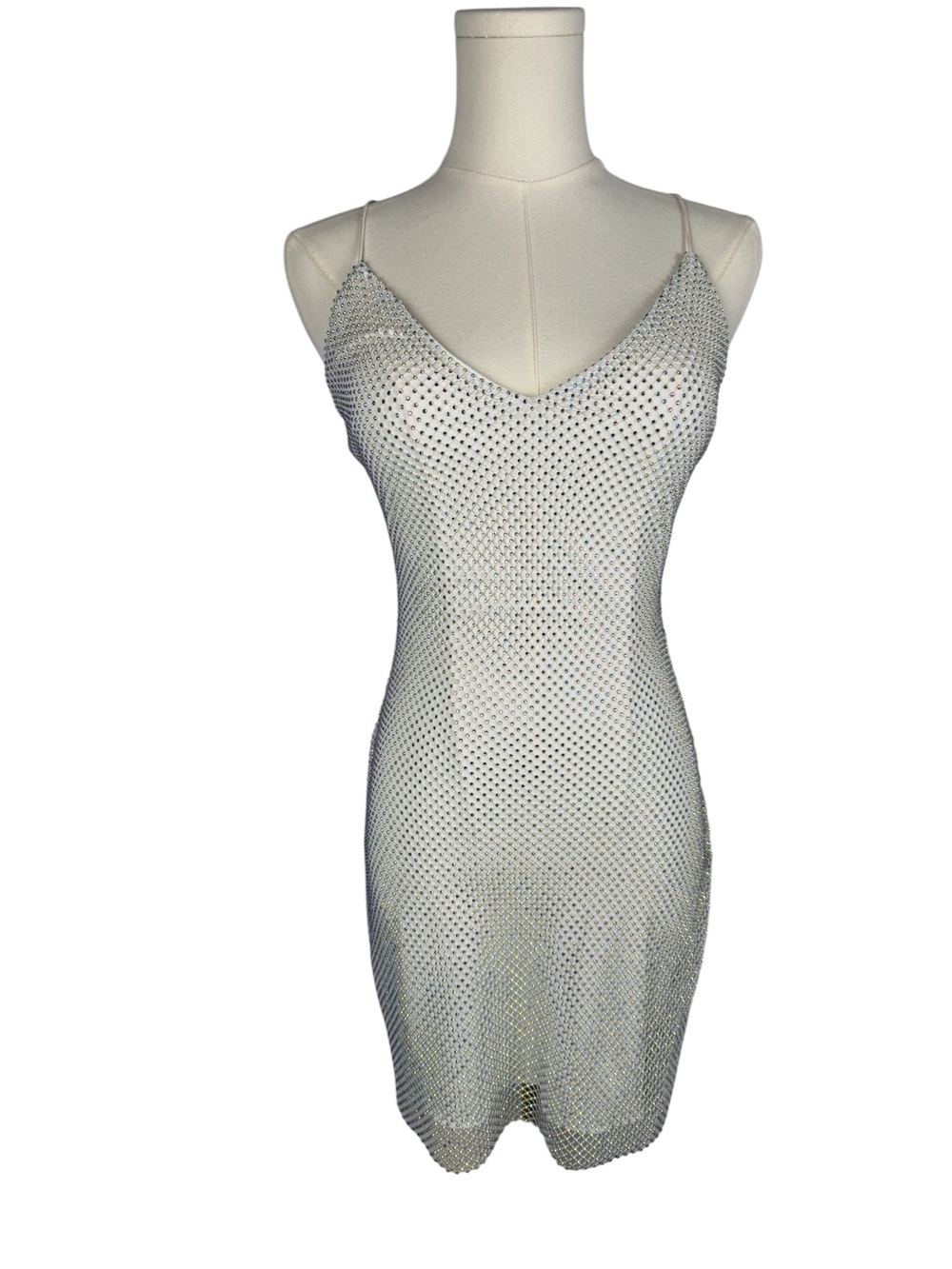 Rhinestone Mesh Bodycon Dress Size Small